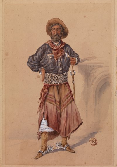 Robert Bontine Cunninghame Graham, ok.1890 (wc na papierze) autorstwa English School