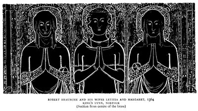 Robert Braunche i jego żony Letitia i Margaret autorstwa English School