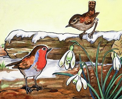 Robin Redbreast i Jenny Wren autorstwa English School