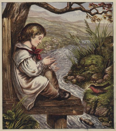 Świąteczna piosenka Robina (kolorowa litografia) autorstwa English School