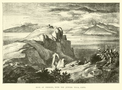 Skała Tyberiusza, z willą Jupiter, Capri autorstwa English School