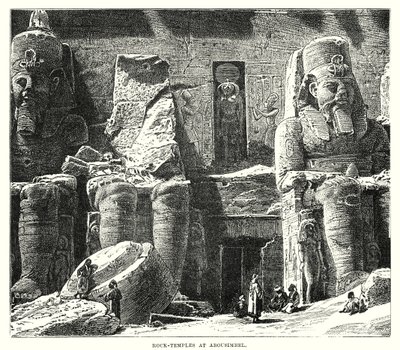 Skalne świątynie w Abousimbel (grawerunek) autorstwa English School