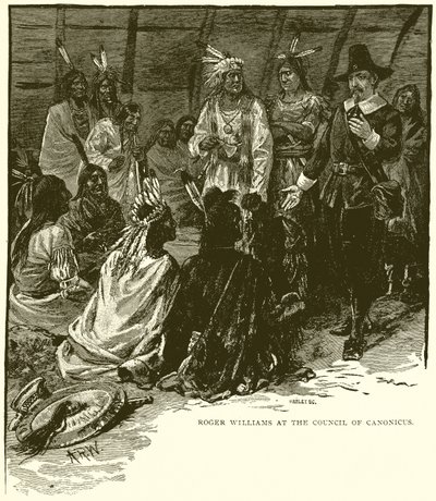 Roger Williams na soborze Canonicus autorstwa English School