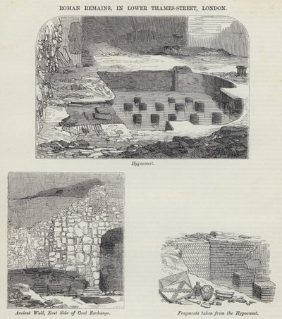 Roman Remains, na Lower Thames-Street, Londyn (rycina) autorstwa English School