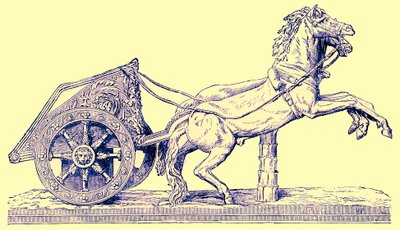 Rzymski rydwan wyścigowy, ilustracja z Cassells Illustrated Universal History autorstwa Edwarda Olliera, opublikowana w 1890 r. (obraz ulepszony cyfrowo) autorstwa English School