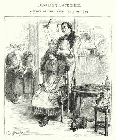 Ukrzyżowanie Rosalie, historia poboru z 1813 r. (rycina) autorstwa English School