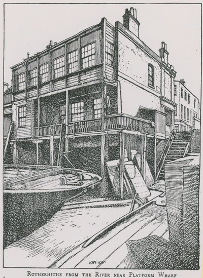 Rotherhithe z Tamizy w pobliżu Platform Wharf; Anioł autorstwa English School