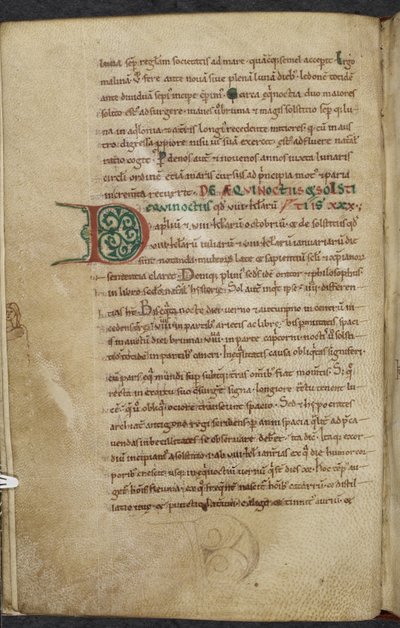 Royal 13. A.XI, f.59vInitial D.De temporum ratione.Bede the CzcigodnyRozmaitość prac z zakresu komputu i astronomii.XI wiek-XII wiek autorstwa English School