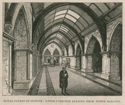 Royal Courts of Justice: Górny korytarz prowadzący z północnego balkonu autorstwa English School