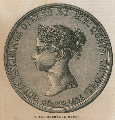 Royal Exchange Medal, wybity dla upamiętnienia otwarcia Royal Exchange w 1844 r. autorstwa English School
