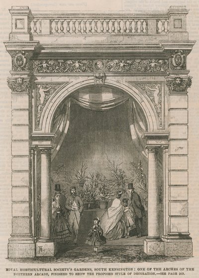 Ogrody Królewskiego Towarzystwa Ogrodniczego, South Kensington: jeden z łuków północnej arkady autorstwa English School