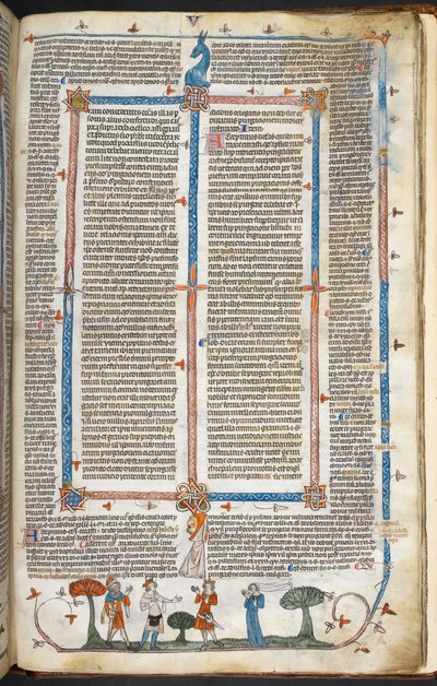 Royal MS 10 IV f.294r Figury średniowieczne i dekoracja brzeżna, ilustracja z „Dekretów Smithfielda” (welin) autorstwa English School