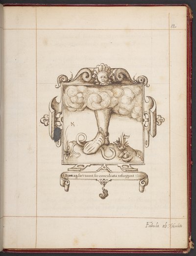 Royal MS 18 A XLVIII, fol. 12r, Godło z łacińską dewizą z egzemplarza prezentacyjnego Jerzego Gascoine