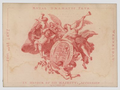 Królewski festyn dramatyczny na cześć rocznicy wstąpienia na tron króla Jerzego IV, 26 stycznia 1825 (kolorowy grawerunek) autorstwa English School