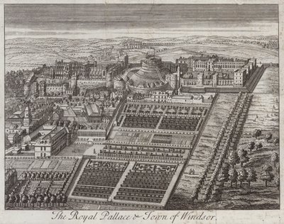 Pałac królewski i miasto Windsor, Berkshire (rycina) autorstwa English School