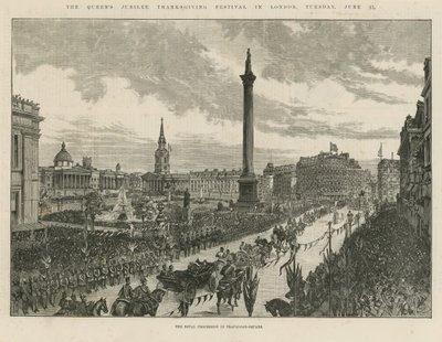 Procesja królewska na Trafalgar Square autorstwa English School