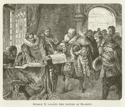 Rudolf II nadaje List Królewskiej Mości autorstwa English School