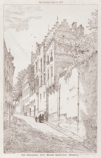 Rue Tracken, z Maison Gravestein, Bruksela (rycina) autorstwa English School