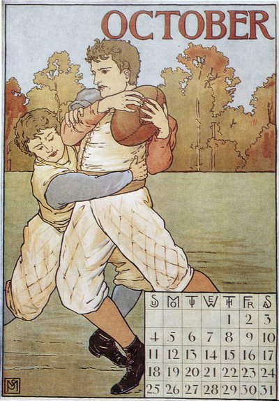 Rugbymen - kalendarz angielski, t. 1895 autorstwa English School