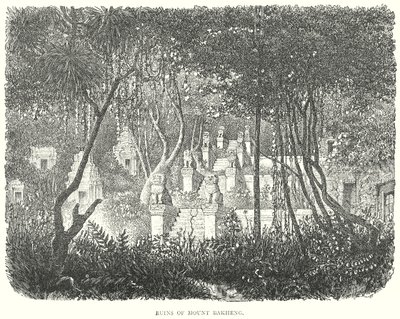 Ruiny góry Bakheng (grawerunek) autorstwa English School