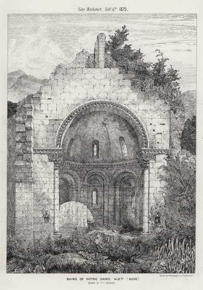 Ruiny Notre Dame Alet, Aude (rycina) autorstwa English School