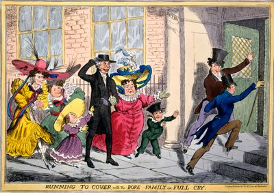 Running to Cover with the Bore Family in Full Cry, c.1830 (ręcznie barwiony grawerunek) autorstwa English School
