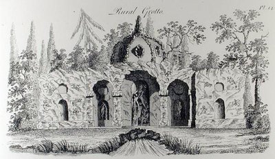 Wiejska grota, z „Grotesque Architecture or Rural Amusement”, Williama Wrighta, opublikowana ok. 1767-90 (rycina) (zdjęcie czarno-białe) autorstwa English School