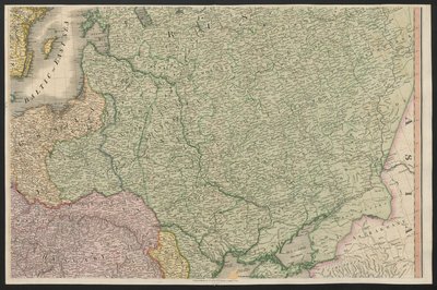 Rosja, z Europy, opisująca wszystkie zmiany na Terytorium, wraz z ich odchyleniami w liniach granicznych jej kilku Imperiów i Państw, uzgodnionych i potwierdzonych ostatecznym traktatem paryskim, 20 listopada 1815, opublikowanym 1816 (kolorowe engravi autorstwa English School