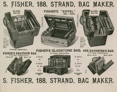 S Fisher, 188 Strand, Bag Maker autorstwa English School