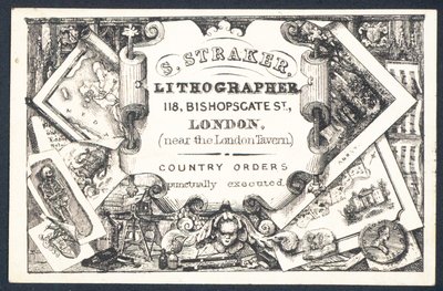 S Straker, litograf, karta handlowa autorstwa English School