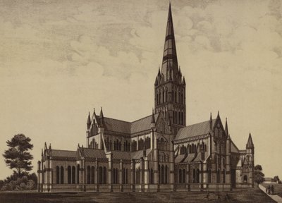 Katedra w Salisbury, z północnego wschodu (lito) autorstwa English School