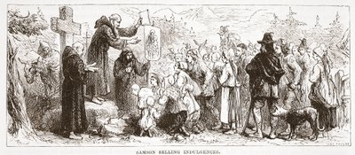 Samson Selling Indulgences, ilustracja z Historii protestantyzmu Jamesa Aitkena Wylie (1808-1890), wyd. 1878 autorstwa English School