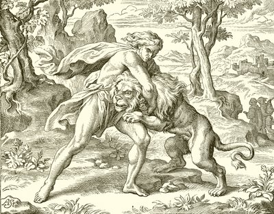 Samson i lew autorstwa English School