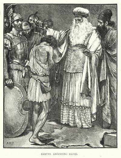 Samuel namaszcza Dawida (rycina) autorstwa English School