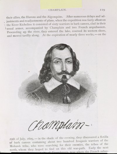 Samuel de Champlain (ok. 1567-1635) ilustracja z tomu IV „Narracyjnej i krytycznej historii Ameryki”, 1886 autorstwa English School
