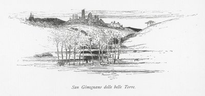 San Gimignano delle belle Torre (litografia) autorstwa English School