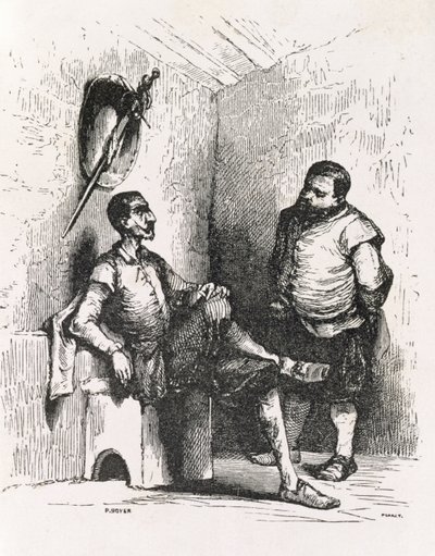 Sancho: Powinienem zrobić rzadkiego właściciela, ilustrację z aktu II, scena I Don Kichota w Anglii. Komedia rytowana przez P. Soyer autorstwa English School