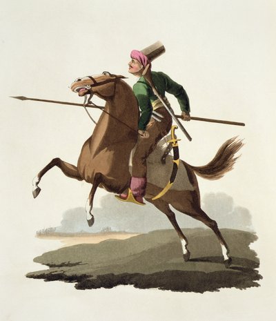 Saphir, z Costumes of the Various Nations, tom VII, The Military Costume of Turkey, Thomas MacLean, wydany ok. 1800-18 (akwatinta ręcznie kolorowana) autorstwa English School