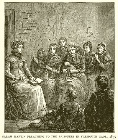 Sarah Martin przemawia do więźniów w więzieniu Yarmouth Gaol, 1835 autorstwa English School