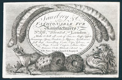 Saubry & Co, modni producenci futer, karta handlowa autorstwa English School