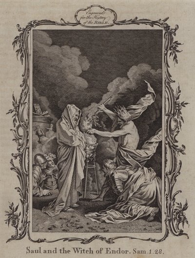Saul i czarownica z Endor (rycina) autorstwa English School