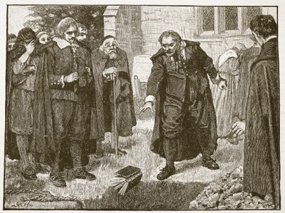 Scena na pogrzebie Chillingwortha, ilustracja z Cassells Illustrated History of England (zdjęcie w sepii) autorstwa English School