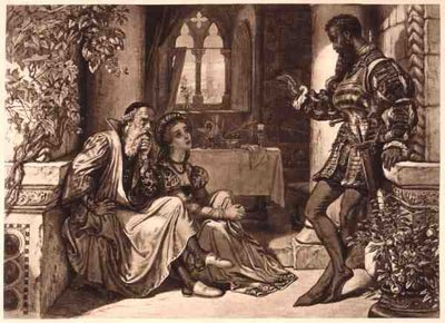 Scena z Otella, akt I, scena 3, William Shakespeare (1564-1616) (rycina) autorstwa English School