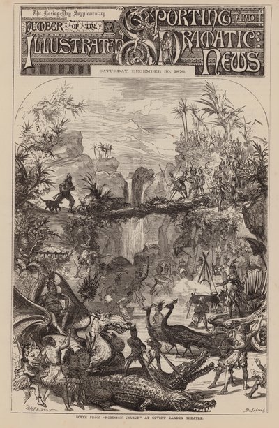 Scena z "Robinsona Crusoe" w Covent Garden Theatre (rycina) autorstwa English School