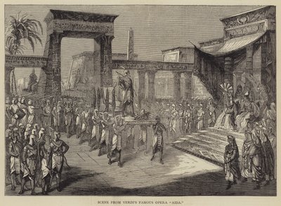 Scena ze słynnej opery Verdiego „Aida” (rycina) autorstwa English School