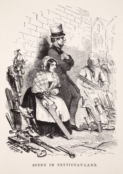 Scena w Petticoat-Lane, ilustracja z London Labour i London Poor autorstwa Henry