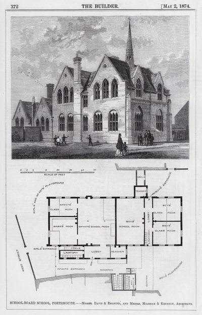 Szkoła-Board School, Portsmouth (Grawerowanie) autorstwa English School