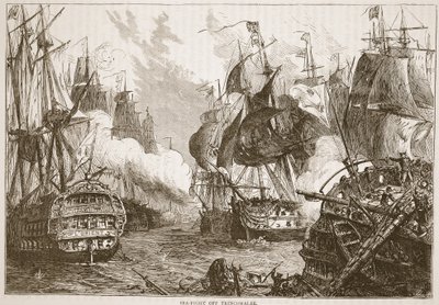Seafight off Trincomalee, ilustracja z Cassells Illustrated History of India autorstwa Jamesa Granta, wyd. 1879 autorstwa English School