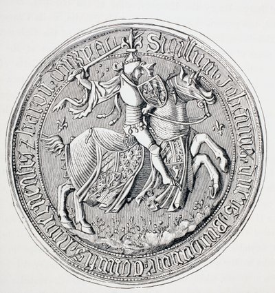 Pieczęć Jana II, księcia Burgundii, hrabiego Nevers i barona Donzy, c.1880 autorstwa English School