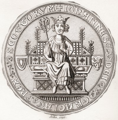 Pieczęć Johna Balliola, ok. 1249 1314, aka Toom Tabard, Szkoci dla „pustego płaszcza”, króla Szkotów. Z Iconographia Scotica lub Portraits of Illustrious Persons of Scotland, opublikowane 1797. autorstwa English School